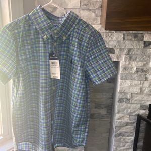 Collared plaid Polo short sleeve shirt 👔
